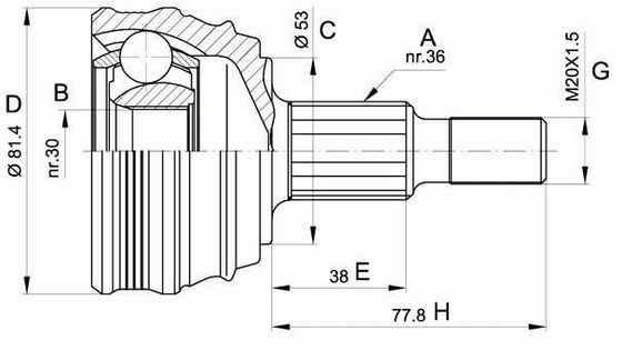 1J0498099 Bagian Transmisi C.V Joint